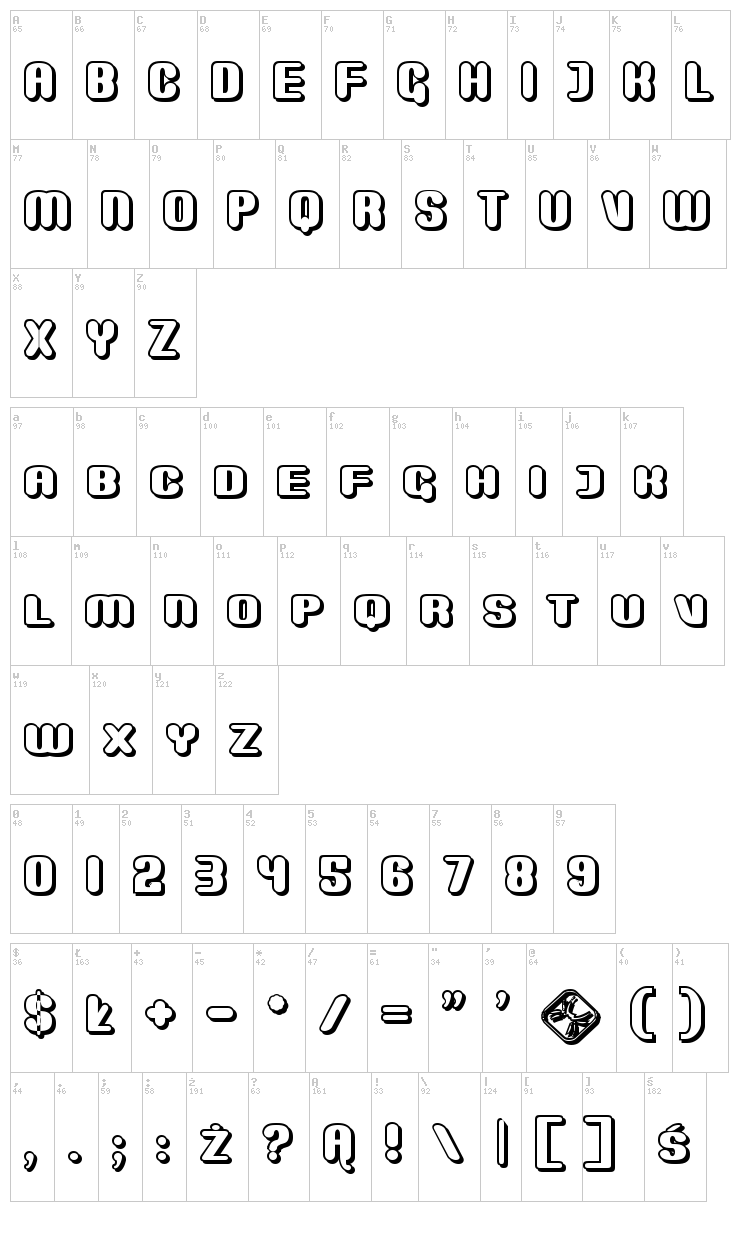 Monster font map